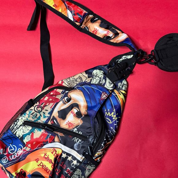 Pop Art Graffiti Crossbody Sling Bag – Girl with a Pearl Earring – Streetwear - Picture 6 of 10
